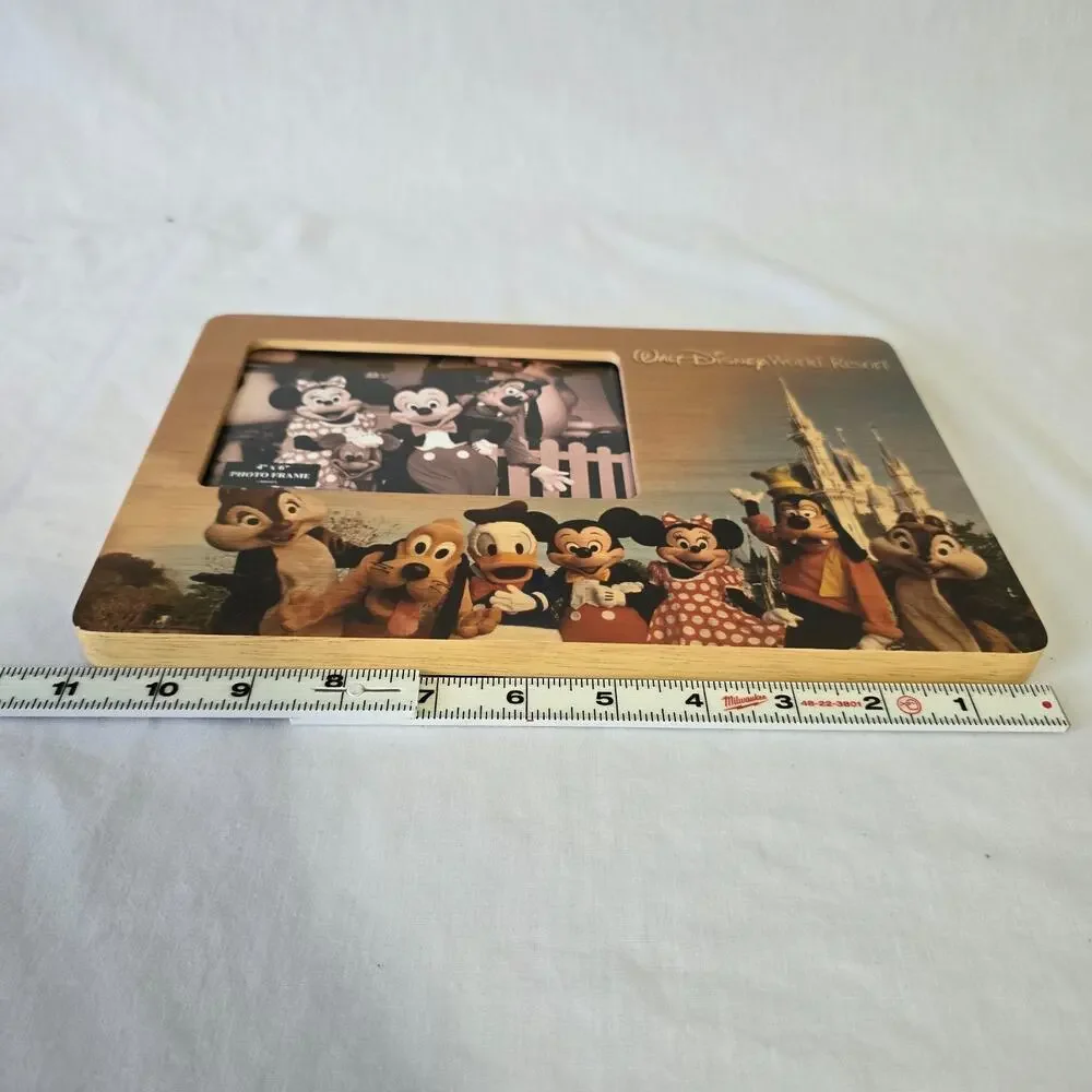 Disney Parks 4 x 6 Wood Photo Frame Featuring Micky Mouse & Friends 11
